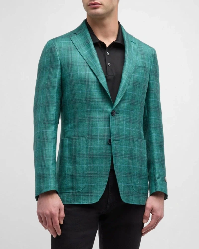 Canali Men's Plaid Cashmere-blend Sport Coat In Green