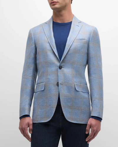 Canali Men's Plaid Cashmere-blend Sport Coat In Light Blue