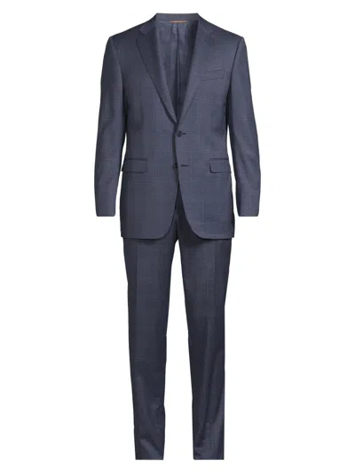 Canali Men's Plaid Wool Modern-fit Suit In Blue