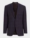 Canali Men's Plaid Wool Notch-lapel Sport Coat In Red