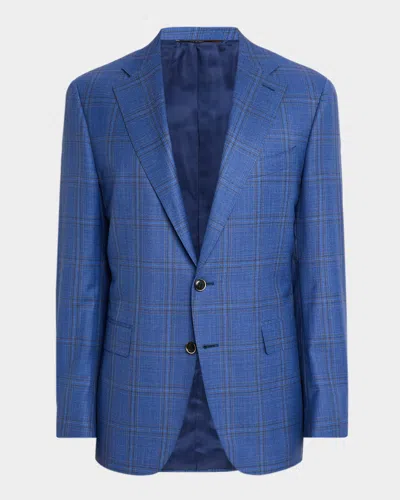 Canali Men's Plaid Wool Single-breasted Sport Coat In Blue