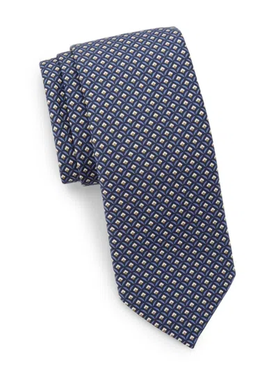Canali Men's Printed Geometric Silk Tie In Blue