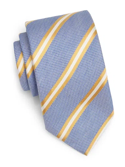 Canali Men's Repp Stripe Silk Tie In Blue