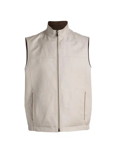 Canali Men's Reversible Wool Jersey Vest In Brown