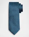 Canali Men's Round Medallion Silk Jacquard Tie In Blue