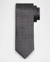 Canali Men's Round Medallion Silk Jacquard Tie In Gray