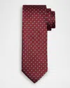Canali Men's Round Medallion Silk Jacquard Tie In Red