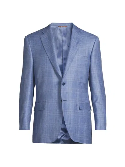 Canali Men's Scratch Wool-silk-linen Sportcoat In Blue