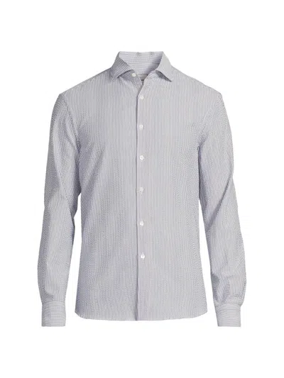Canali Men's Seersucker Sport Shirt In Gray
