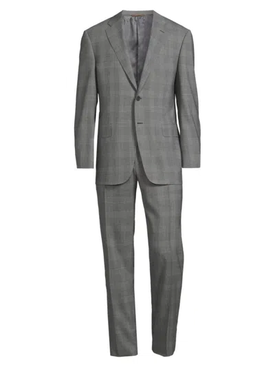 Canali Men's Siena Plaid Wool Single-breasted Suit In Grey