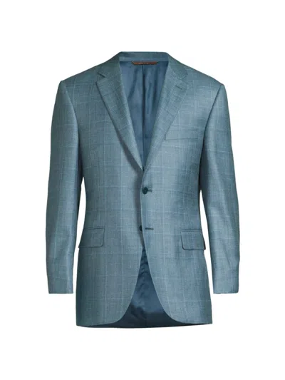 Canali Men's Siena Windowpane Wool & Silk-blend Two-button Sport Coat In Green