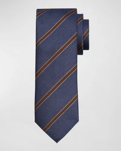 Canali Men's Silk Regimental Stripe Tie In Blue