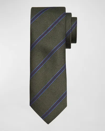 Canali Men's Silk Regimental Stripe Tie In Green