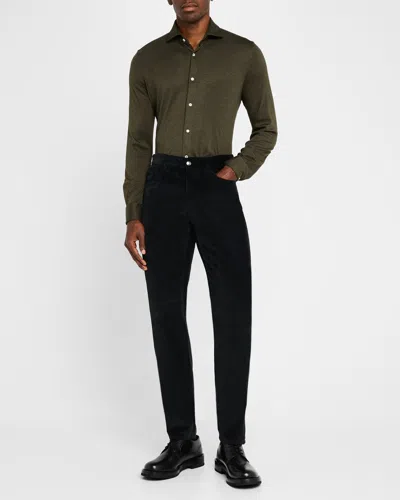 Canali Men's Soft-touch Corduroy 5-pocket Pants In Black