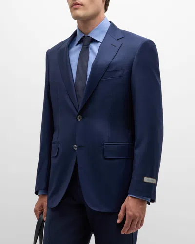 Canali Men's Solid 150s Wool Twill Blazer In Blue