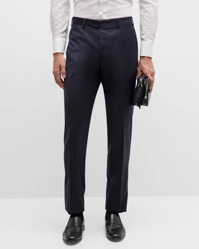 Canali Men's Solid 150s Wool Twill Pants In Navy