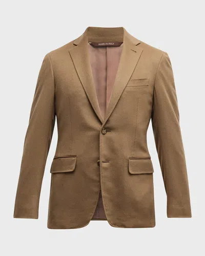 Canali Men's Solid Cashmere Blazer In Tan