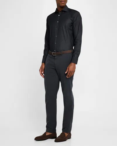 Canali Men's Solid Chambray Sport Shirt In Charcoal