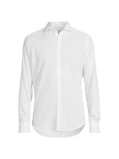 Canali Men's Solid Cotton Sport Shirt In White