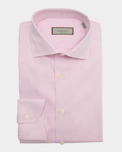 Canali Men's Solid Textured Dress Shirt In Pink