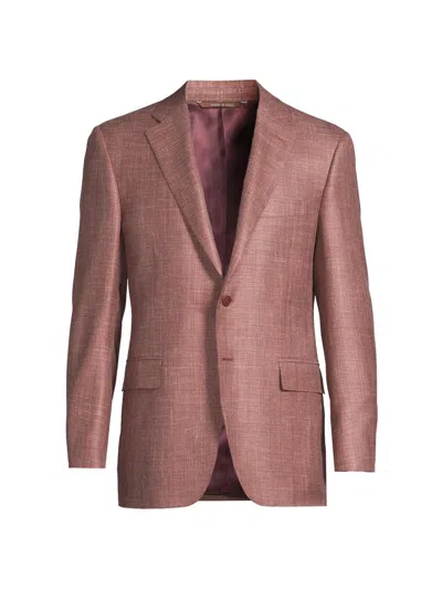 Canali Men's Solid Textured Wool-silk-linen Sport Coat In Pink