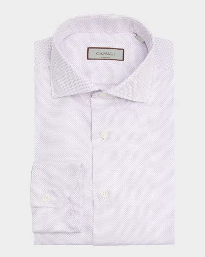 Canali Men's Spread-collar Structured Cotton Dress Shirt In Animal Print