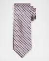 Canali Men's Stepweave Geometric Silk Tie In Pink