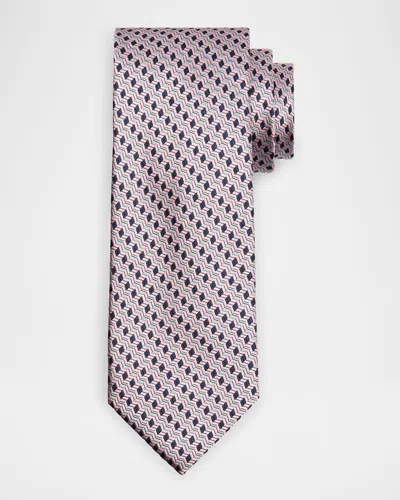 Canali Men's Stepweave Geometric Silk Tie In Pink