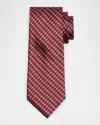 Canali Men's Stepweave Geometric Silk Tie In Red
