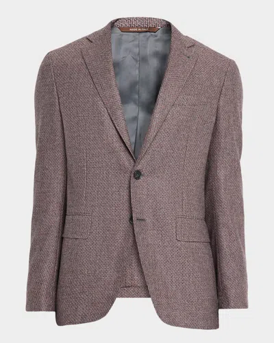 Canali Men's Stepweave Wool Notch Lapel Sport Coat In Brown