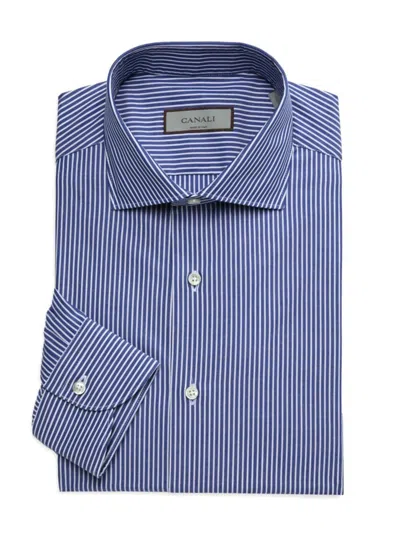 Canali Men's Stripe Cutaway Dress Shirt In Blue