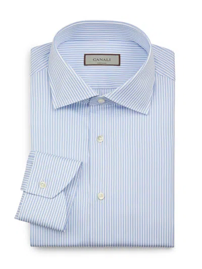Canali Men's Striped Cotton Dress Shirt In Blue