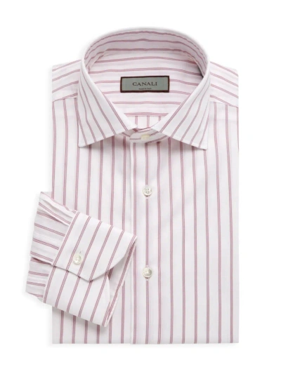 Canali Men's Striped Cotton Dress Shirt In Purple