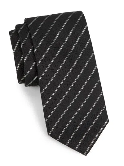 Canali Men's Striped Silk Tie In Black