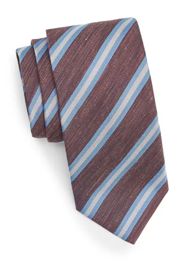 Canali Men's Striped Silk Tie In Brown