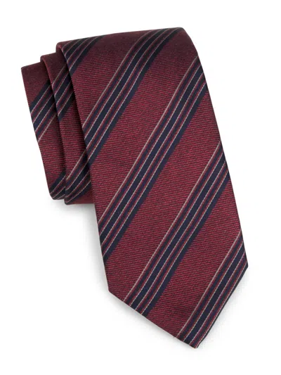Canali Men's Striped Silk Tie In Red