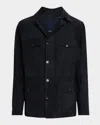Canali Multi-pocket Shirt Jacket In Blue