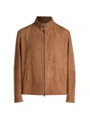 Canali Suede Harrington Jacket In Brown