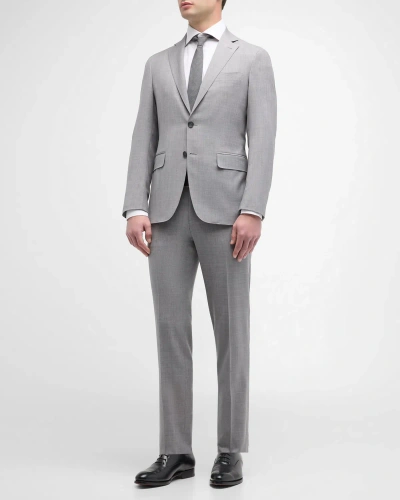 Canali Men's Super 130s Wool Heathered Suit In Light Grey