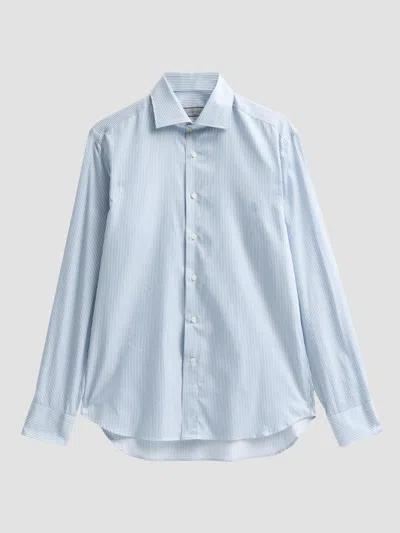 Canali Men's Teal Striped Dress Shirt In Blue
