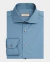 Canali Men's Technical Cotton-blend Dress Shirt In Blue