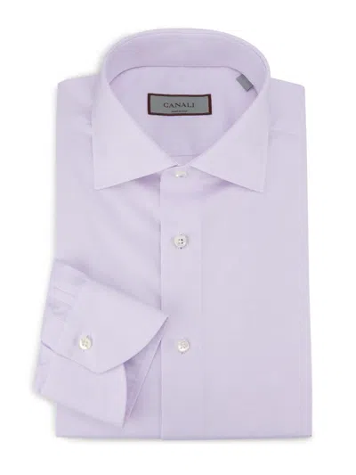 Canali Men's Textured Cotton Dress Shirt In Purple