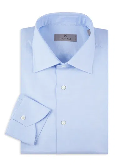 Canali Men's Textured Dress Shirt In Blue