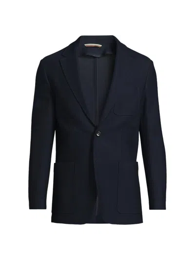 Canali Men's Textured Jersey Wool Jacket In Blue