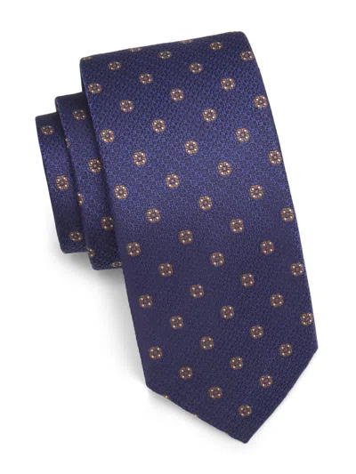Canali Men's Textured Medallion Silk Tie In Blue