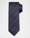 Canali Men's Textured Multi-stripe Silk Jacquard Tie In Blue