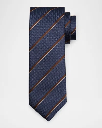 Canali Men's Textured Multi-stripe Silk Jacquard Tie In Blue