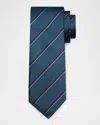 Canali Men's Textured Multi-stripe Silk Jacquard Tie In Blue