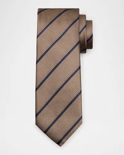 Canali Men's Textured Multi-stripe Silk Jacquard Tie In Brown