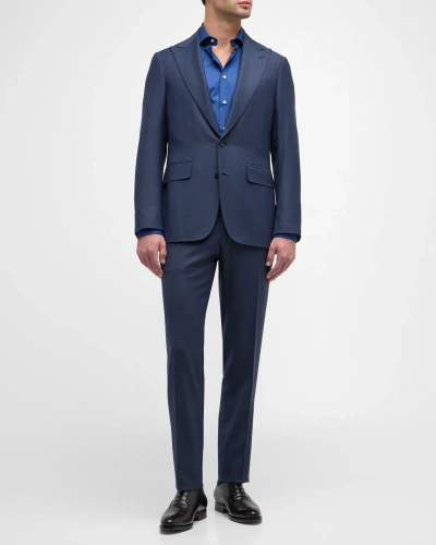 Canali Men's Textured Super 130s Wool Suit In Blue